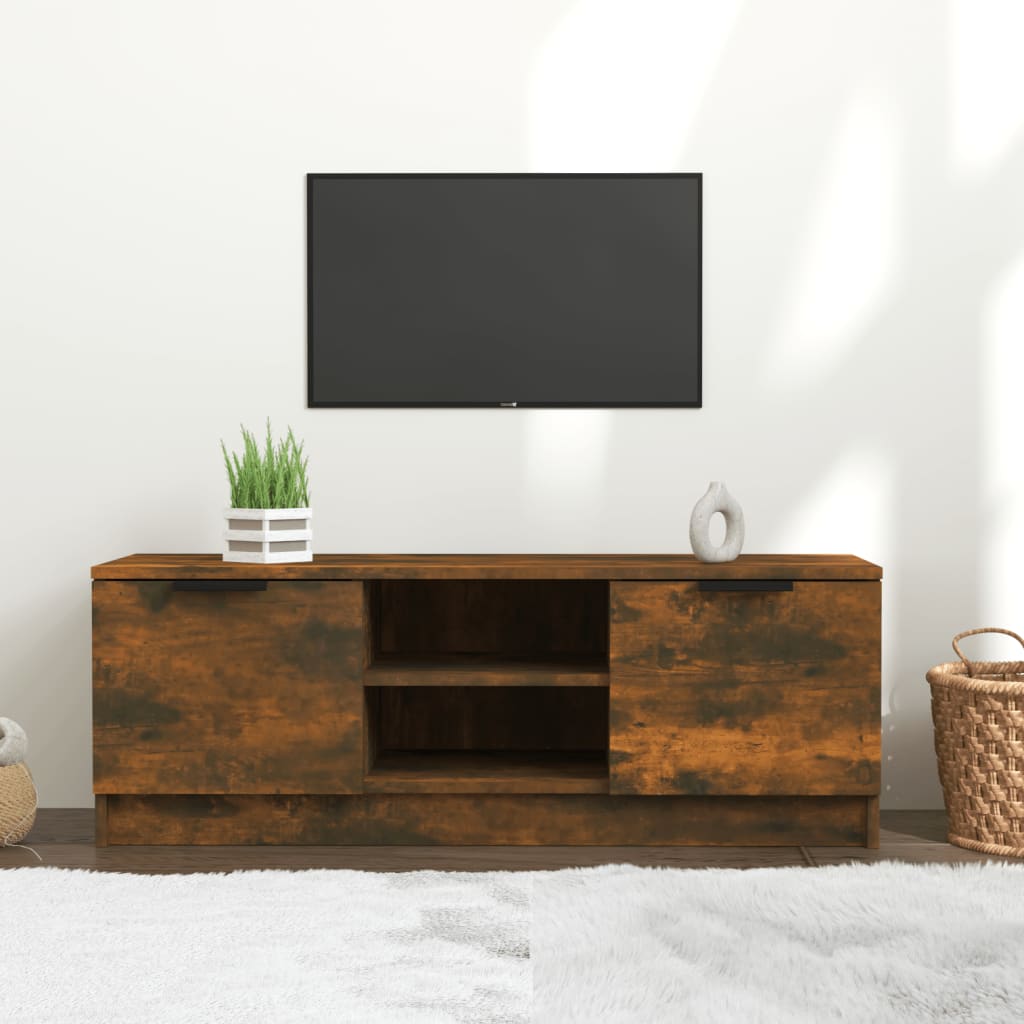 Vetonek Mueble de TV madera contrachapada roble ahumado 102x35x36,5 cm