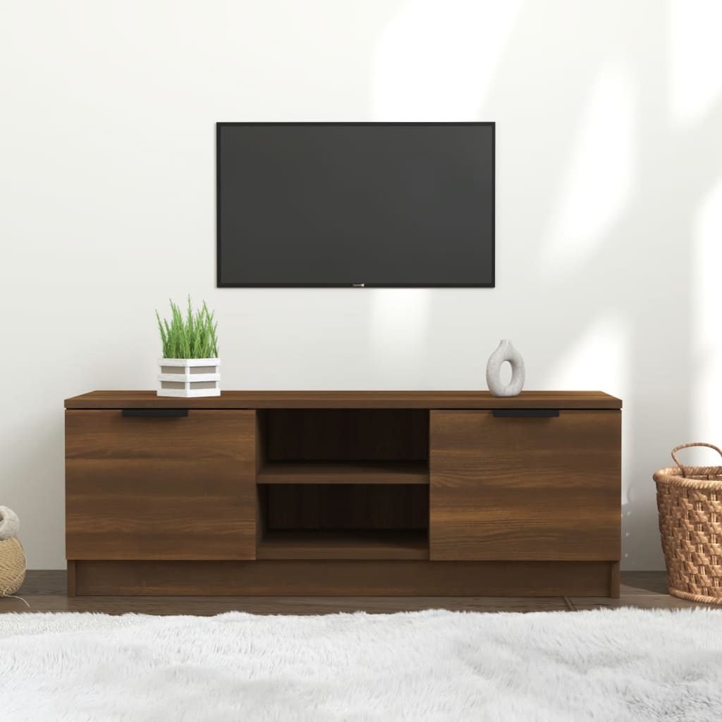 Vetonek Mueble de TV madera contrachapada marrón roble 102x35x36,5 cm