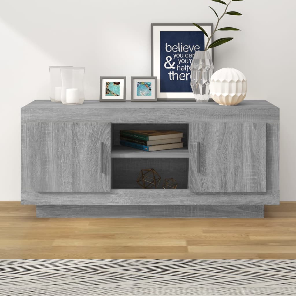 Vetonek Mueble para TV madera contrachapada gris Sonoma 102x35x45 cm