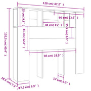 Mobili con testiera grigia Sonoma 120x18,5x102,5 cm v8925 - Vetonek