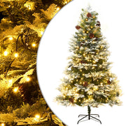 Árbol de navidad con luces y piñas pvc pe verde 195 cm v0201 Vetonek