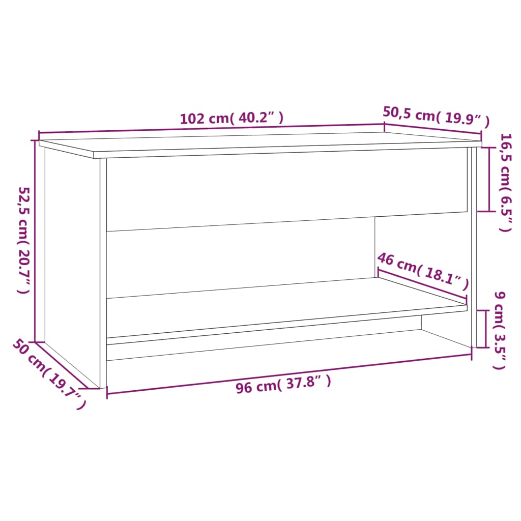 Mesa de centro madera de ingeniería blanco 102x50x52,5 cm vidaXL