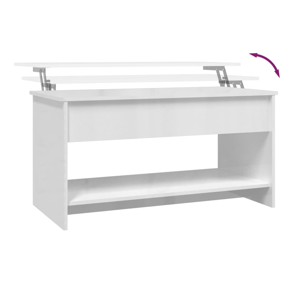 Mesa de centro madera sintetizada Nexus brillo blanco 102x50x52,5 cm vidaXL