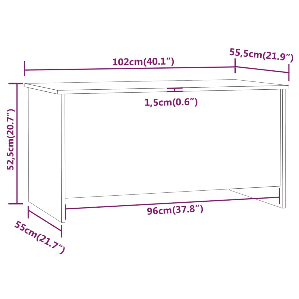 Mesa de centro madera de ingeniería negro 102x55,5x52,5 cm vidaXL