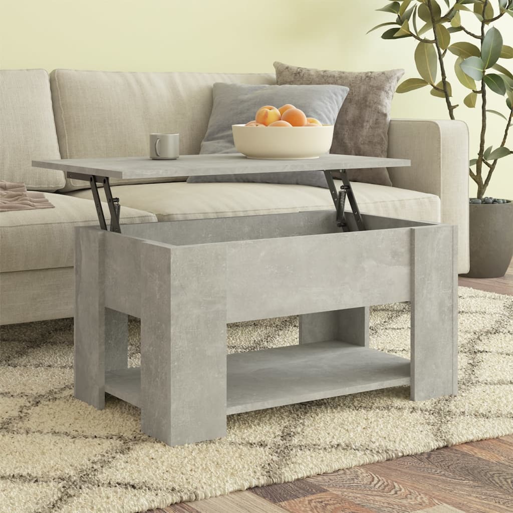 Vetonek Mesa de centro madera de ingeniería gris hormigón 79x49x41 cm