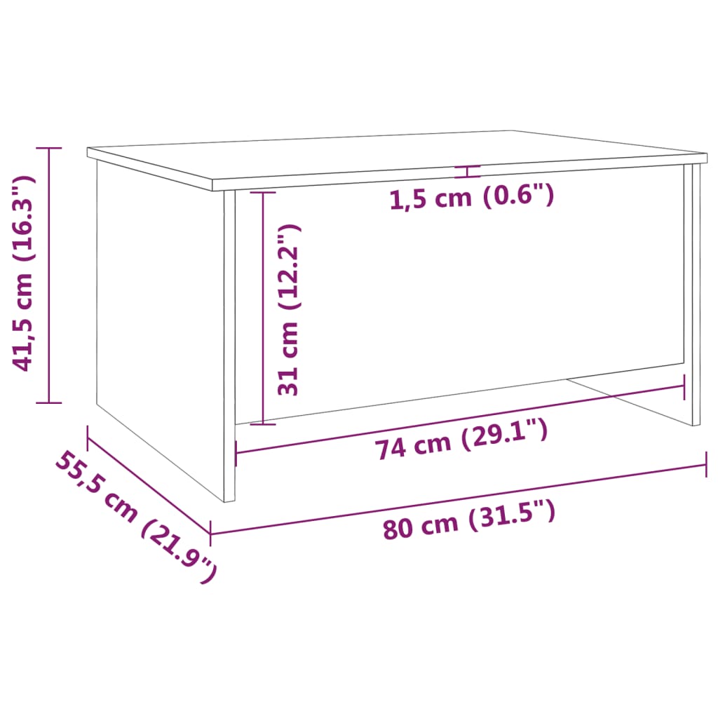 Sonoma Gray Engineering Wood Center Table 80x55,5x41.5 cm