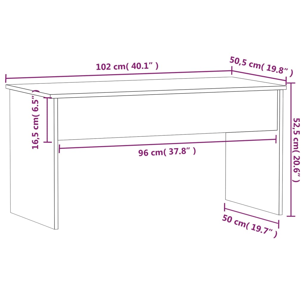 Mesa de centro madera de ingeniería gris Sonoma 102x50,5x52,5cm