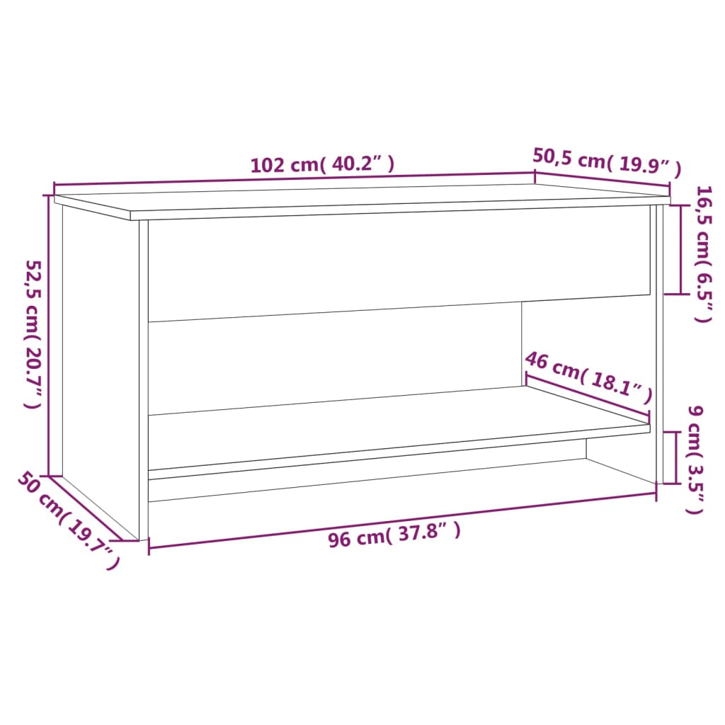 Sonoma Grey Engineering Wood Center Tabela 102x50x52.5 cm