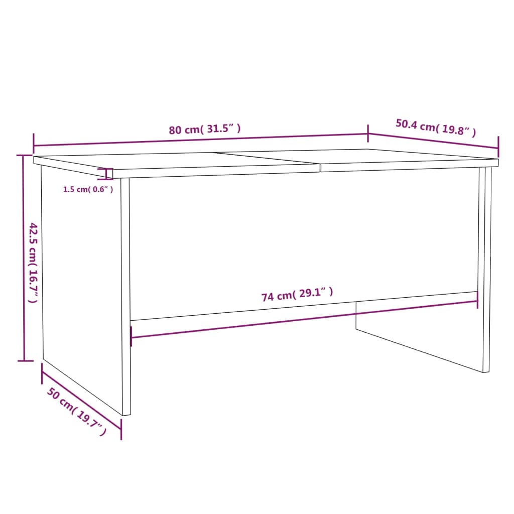 Ahumado Oak Wooden Center Tabela 80x50x42.5 cm