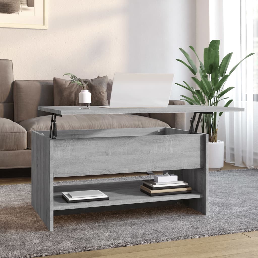 Vetonek Mesa de centro madera contrachapada gris Sonoma 80x50x40 cm