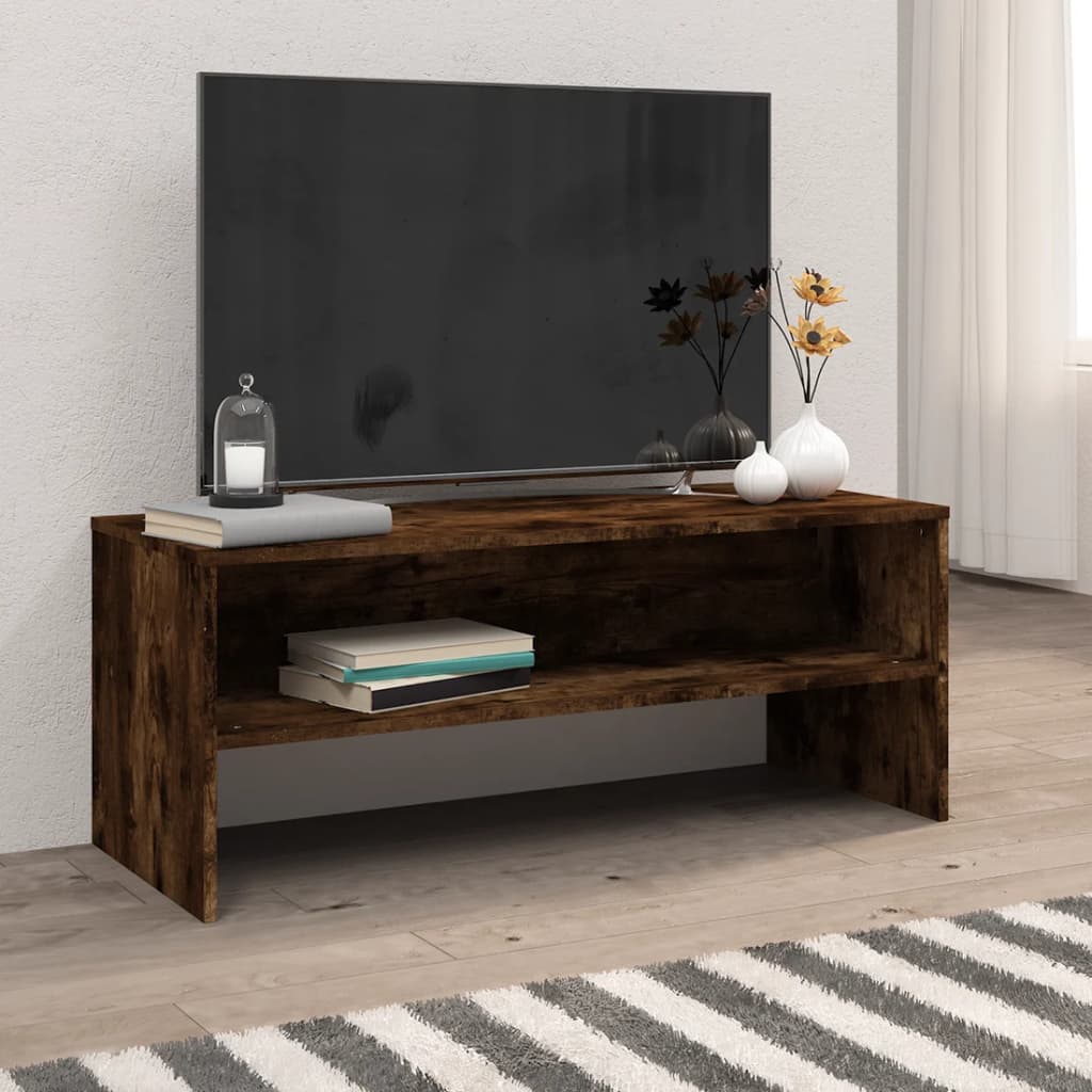 Vetonek Mueble de TV madera contrachapada roble ahumado 100x40x40 cm