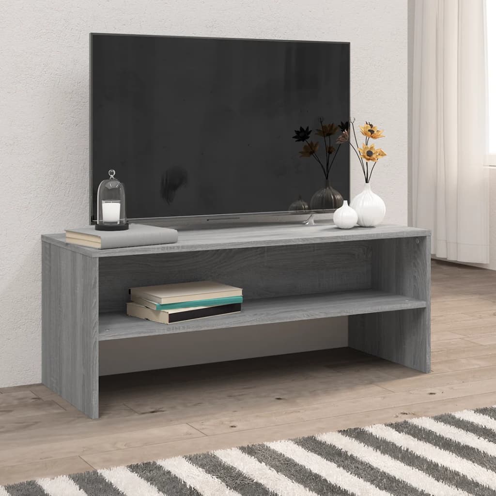 Vetonek Mueble de TV madera contrachapada gris Sonoma 100x40x40 cm