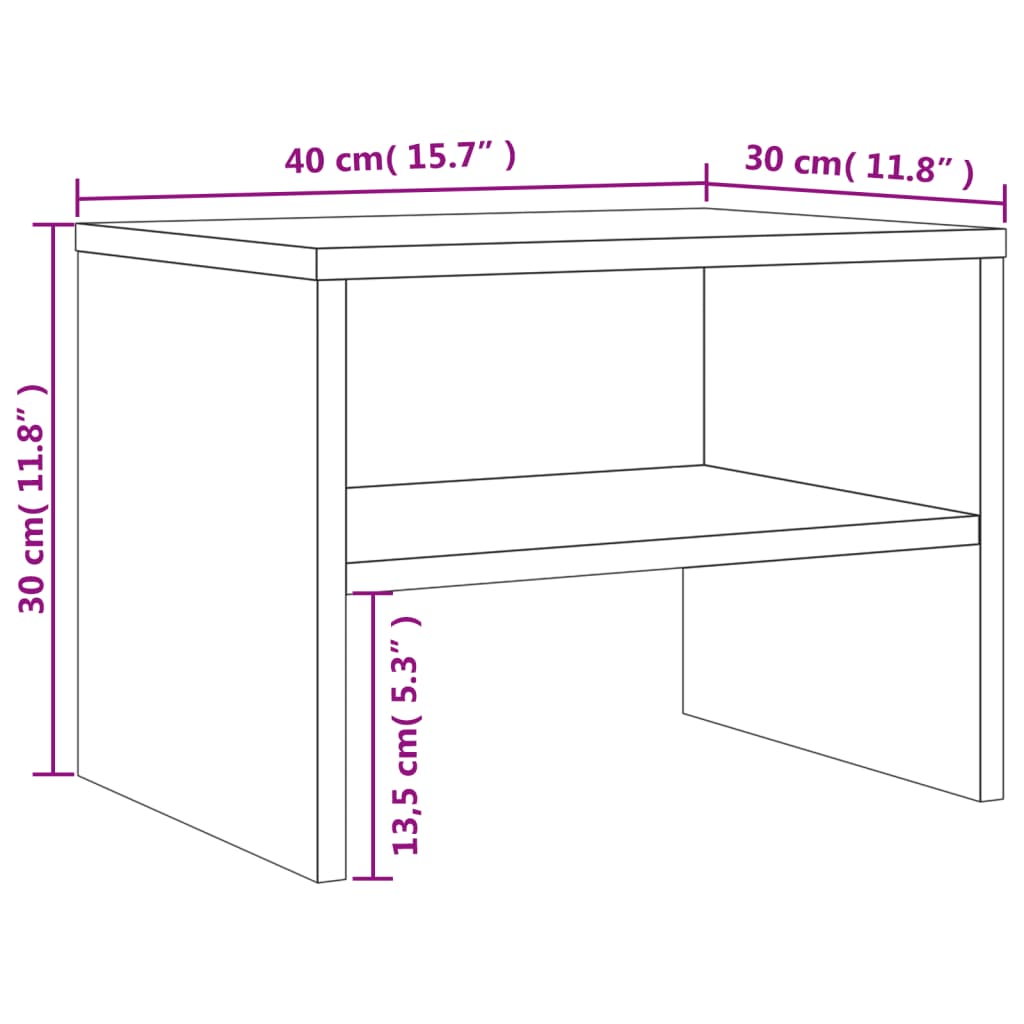 Sonoma -Gray Tavolo da letto in legno 40x30x30 cm