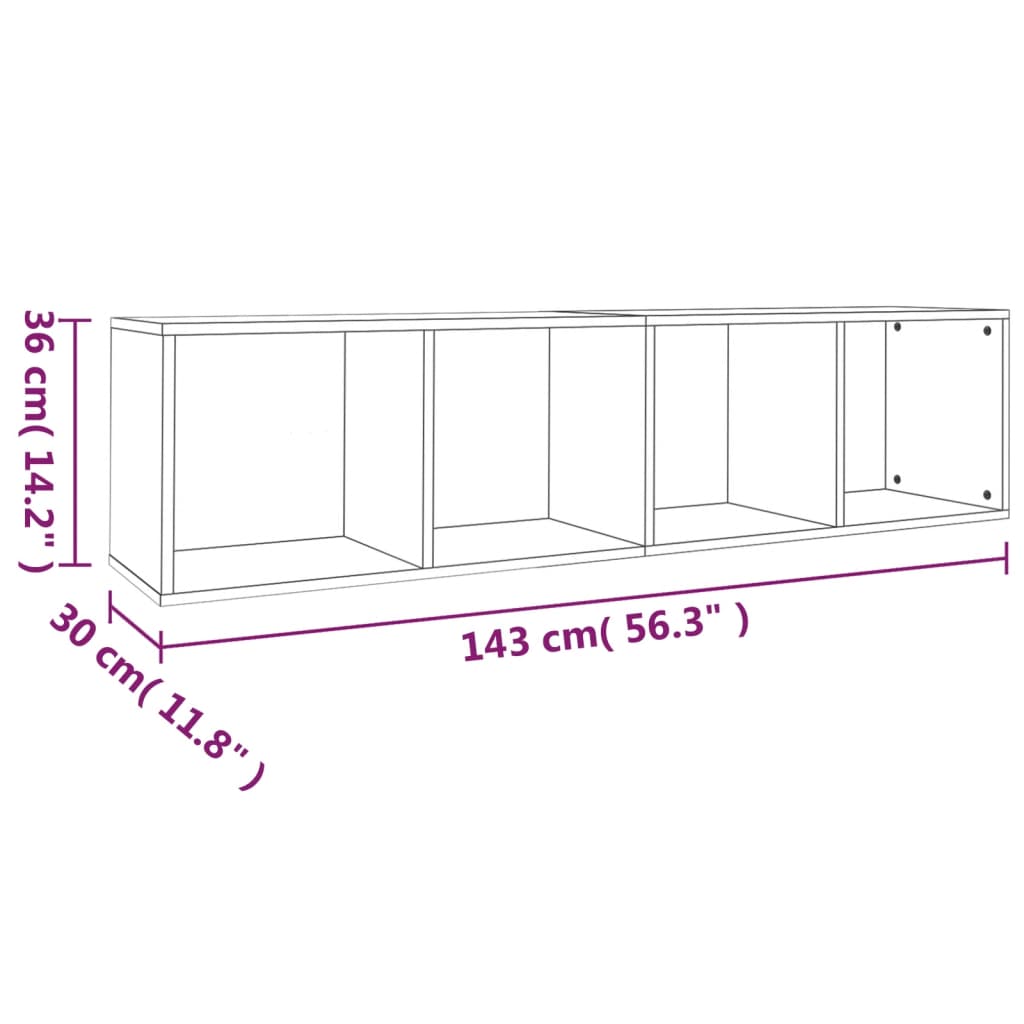 Estantería/mueble de TV gris Sonoma 36x30x143 cm