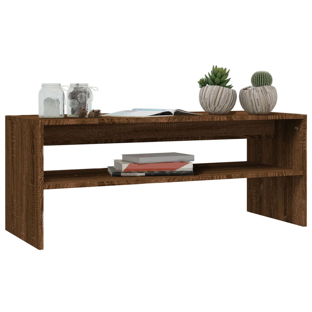 Brown Oak Wood Center Table 100x40x40 cm