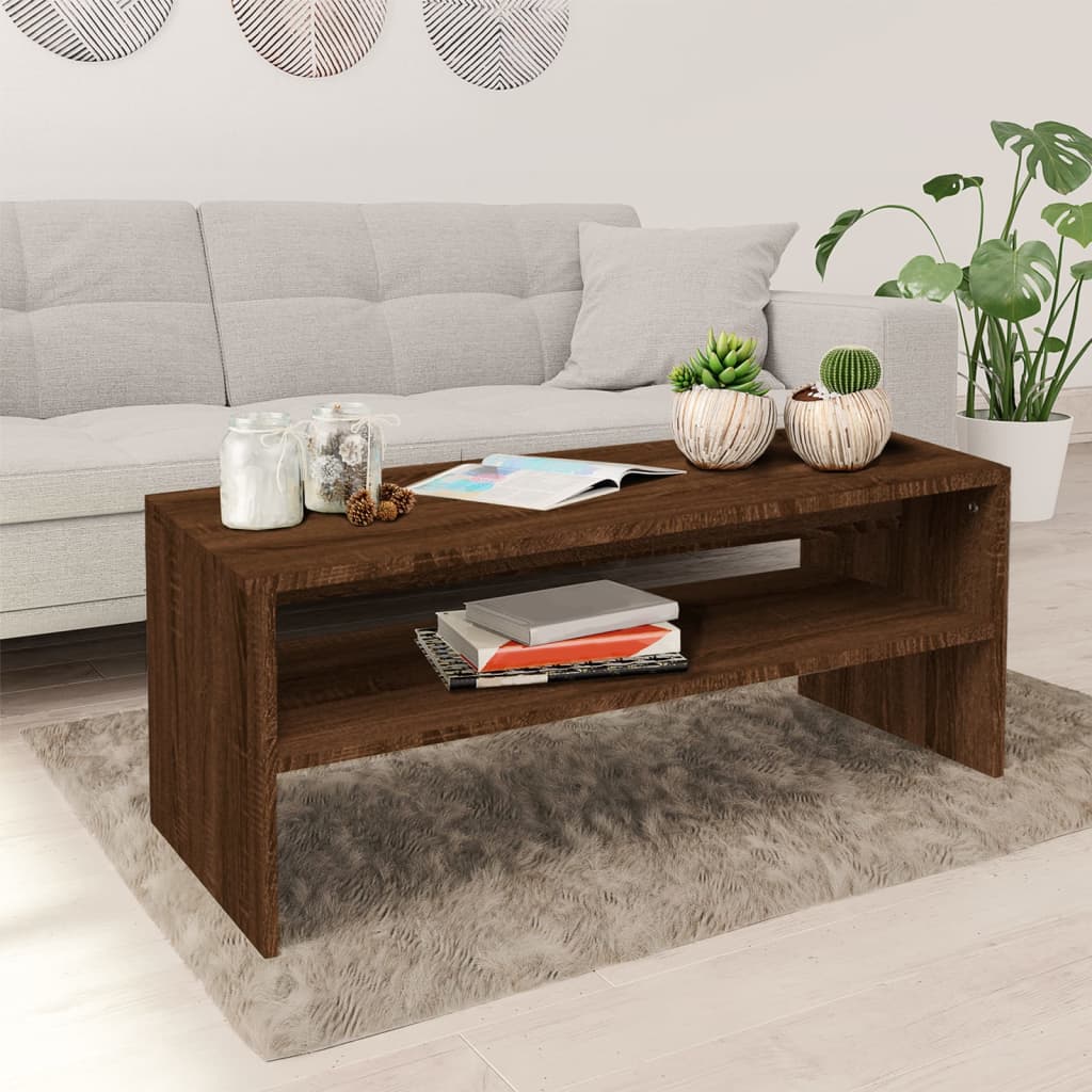 Vetonek Mesa de centro madera contrachapada roble marrón 100x40x40 cm