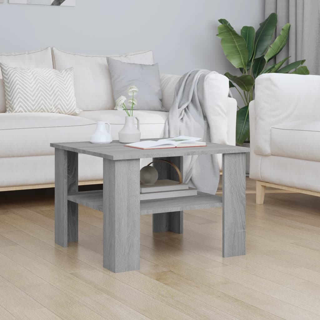 Vetonek Mesa de centro de madera contrachapada gris Sonoma 60x60x42 cm	