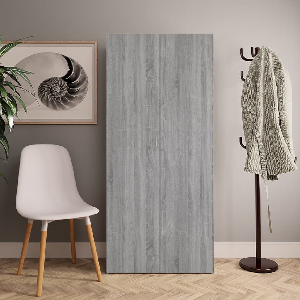 Vetonek Mueble zapatero madera contrachapada gris Sonoma 80x35,5x180 cm