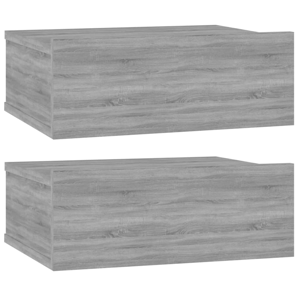 Mesita de noche flotante 2 uds madera gris Sonoma 40x30x15 cm - Vetonek