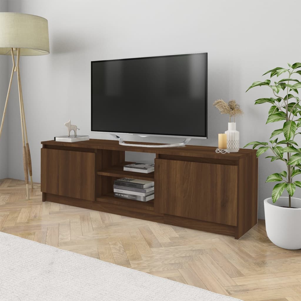 Vetonek Mueble para TV madera contrachapada roble marrón 120x30x35,5 cm