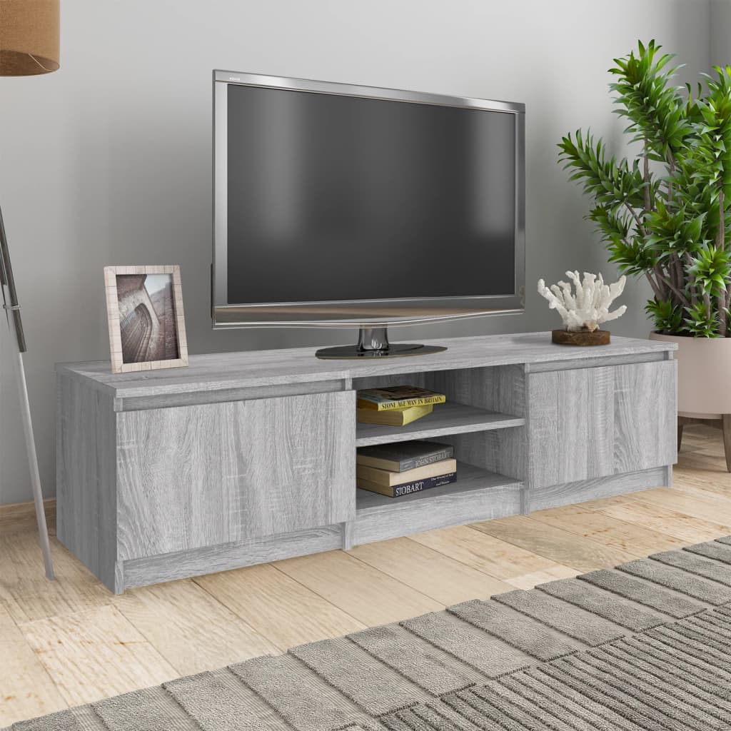 Vetonek Mueble de TV madera contrachapada gris Sonoma 140x40x35,5 cm