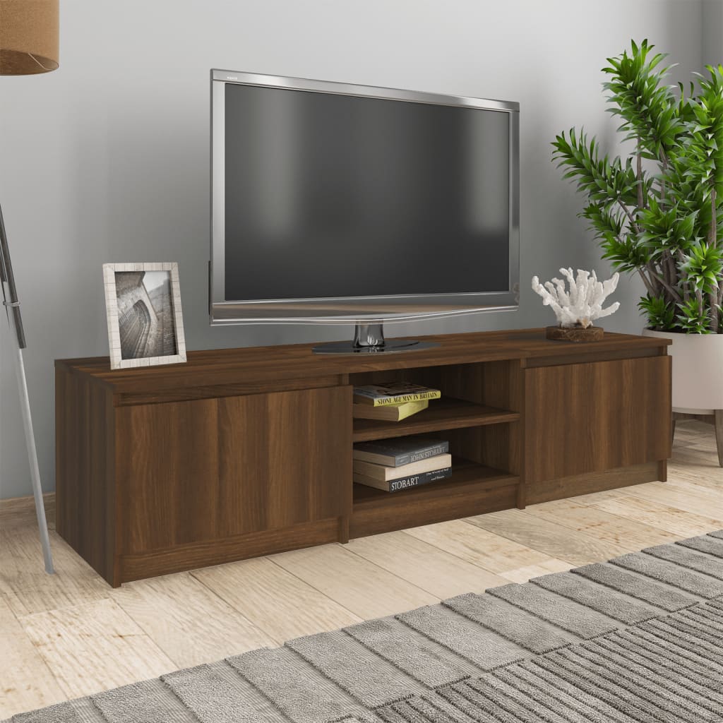 Vetonek Mueble para TV madera contrachapada marrón roble 140x40x35,5 cm