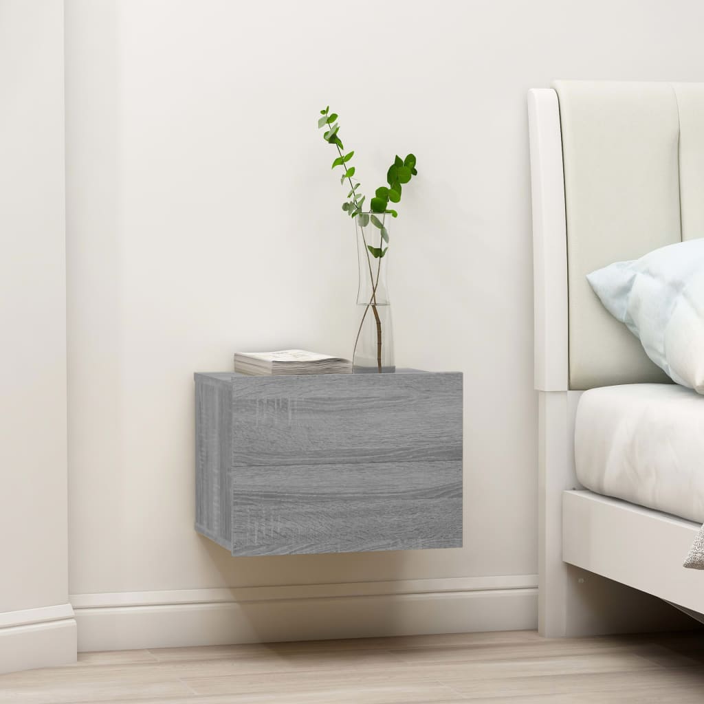 Vetonek Mesita de noche madera contrachapada gris Sonoma 40x30x30 cm