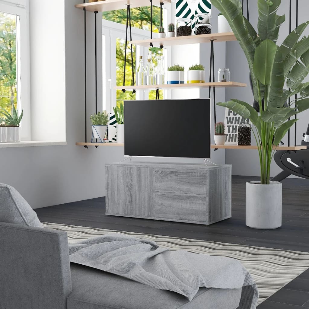 Vetonek Mueble de TV madera contrachapada gris Sonoma 80x34x36 cm