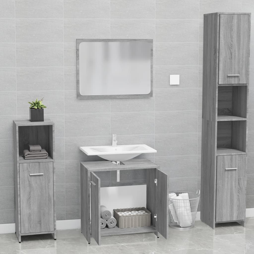 Set de muebles de baño madera gris Sonoma - Vetonek