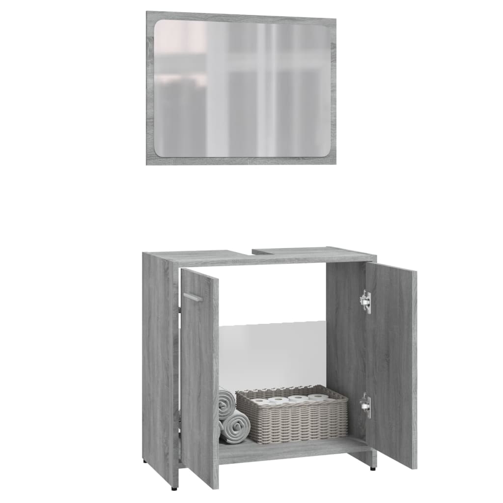 Set de muebles de baño madera gris Sonoma vidaXL