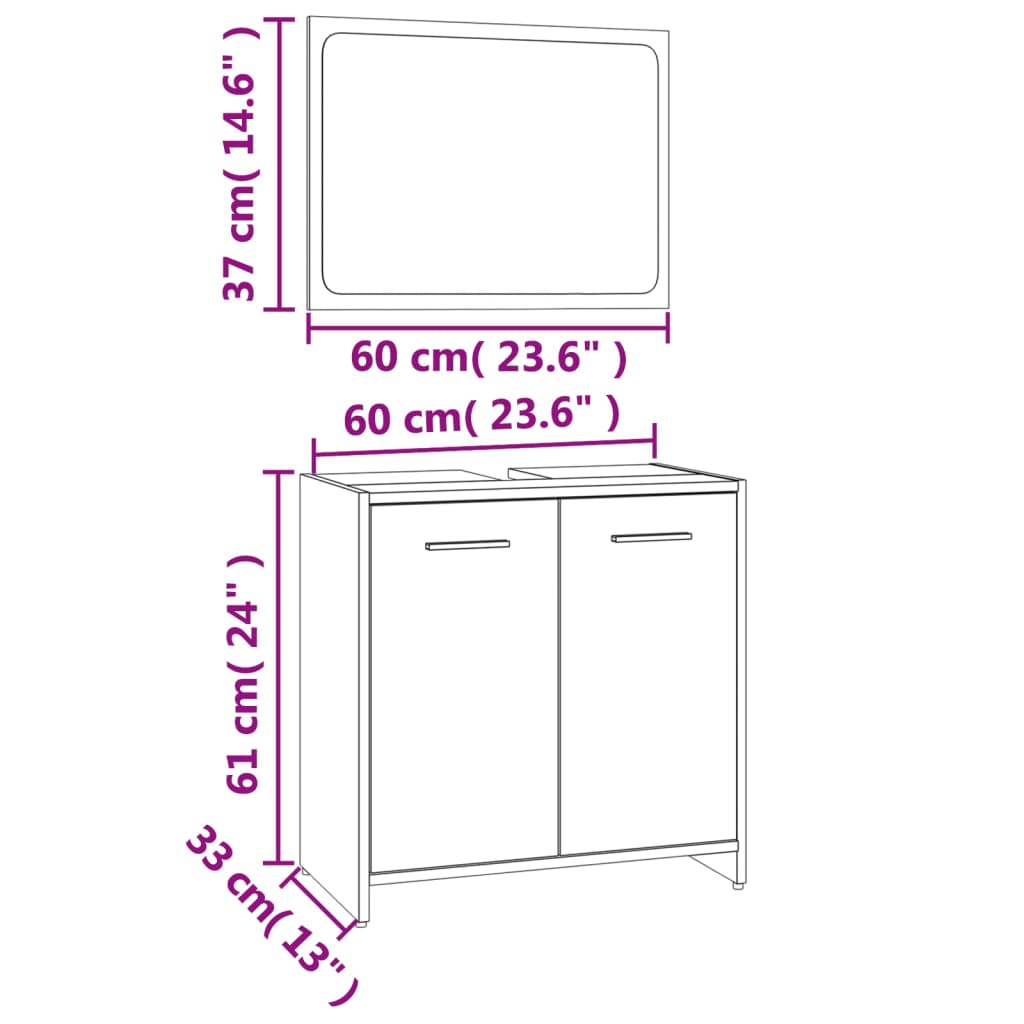 Set de muebles de baño madera gris Sonoma vidaXL