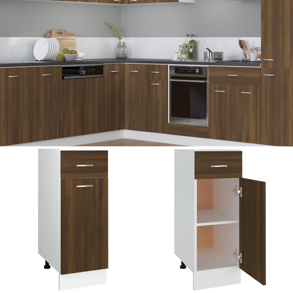 Vetonek Armario bajo cocina madera de ingeniería marrón 30x46x81,5 cm