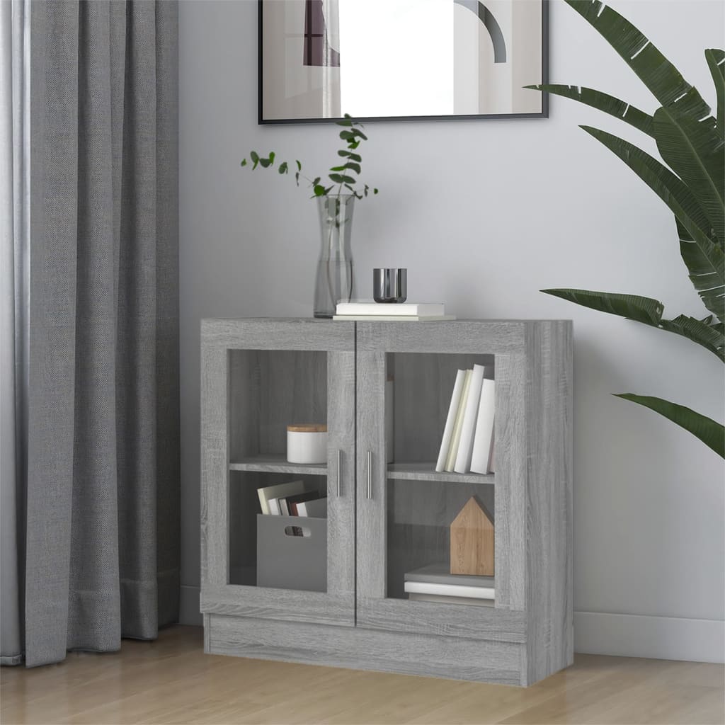 Vetonek Vitrina de madera contrachapada gris sonoma 82,5x30,5x80 cm