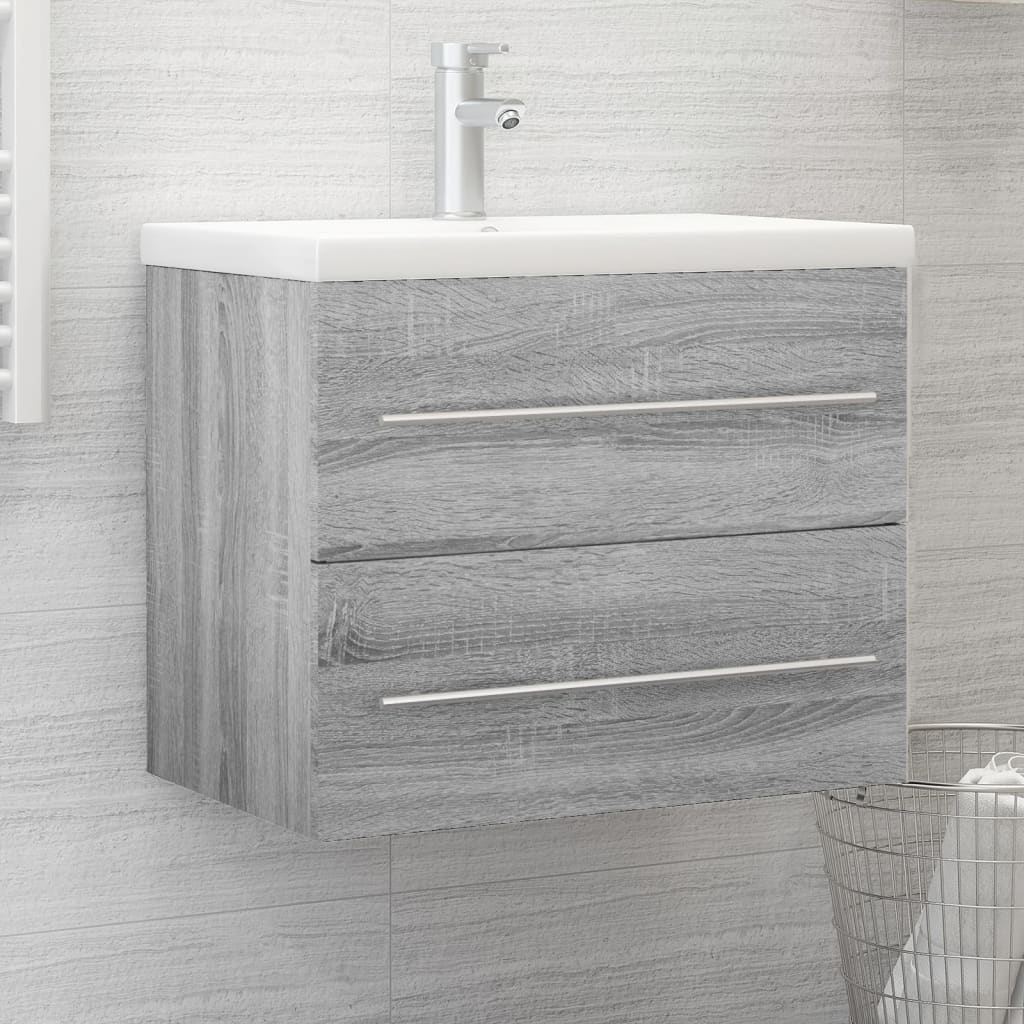 Vetonek Mueble de lavabo madera contrachapada gris Sonoma 60x38,5x48 cm