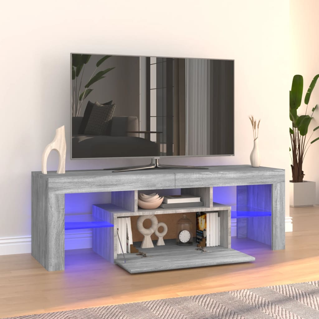 Vetonek Mueble de TV con luces LED gris Sonoma 120x35x40 cm