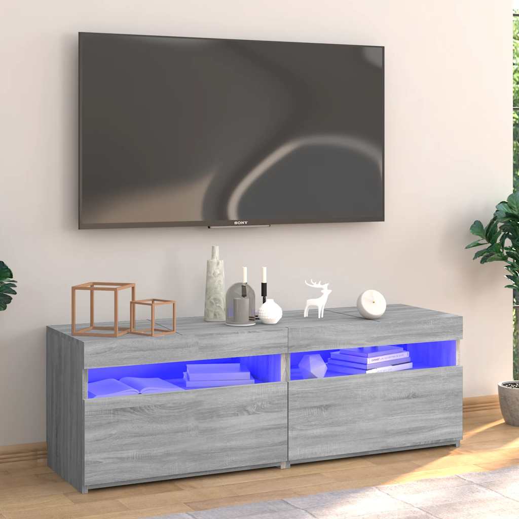 Vetonek Mueble de TV con luces LED gris Sonoma 120x35x40 cm