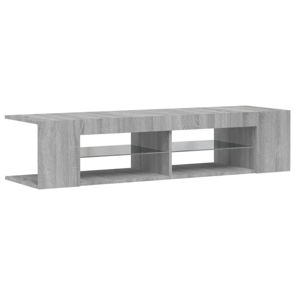 Fernsehschrank mit Sonoma Grey LED -Leuchten 135x39x30 cm