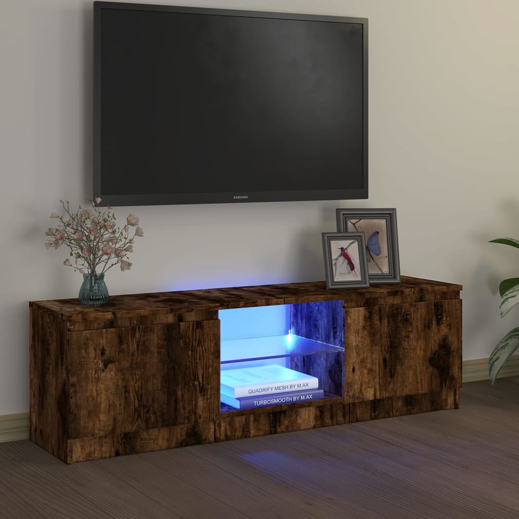 Vetonek Mueble de TV con luces LED roble ahumado 120x30x35,5 cm