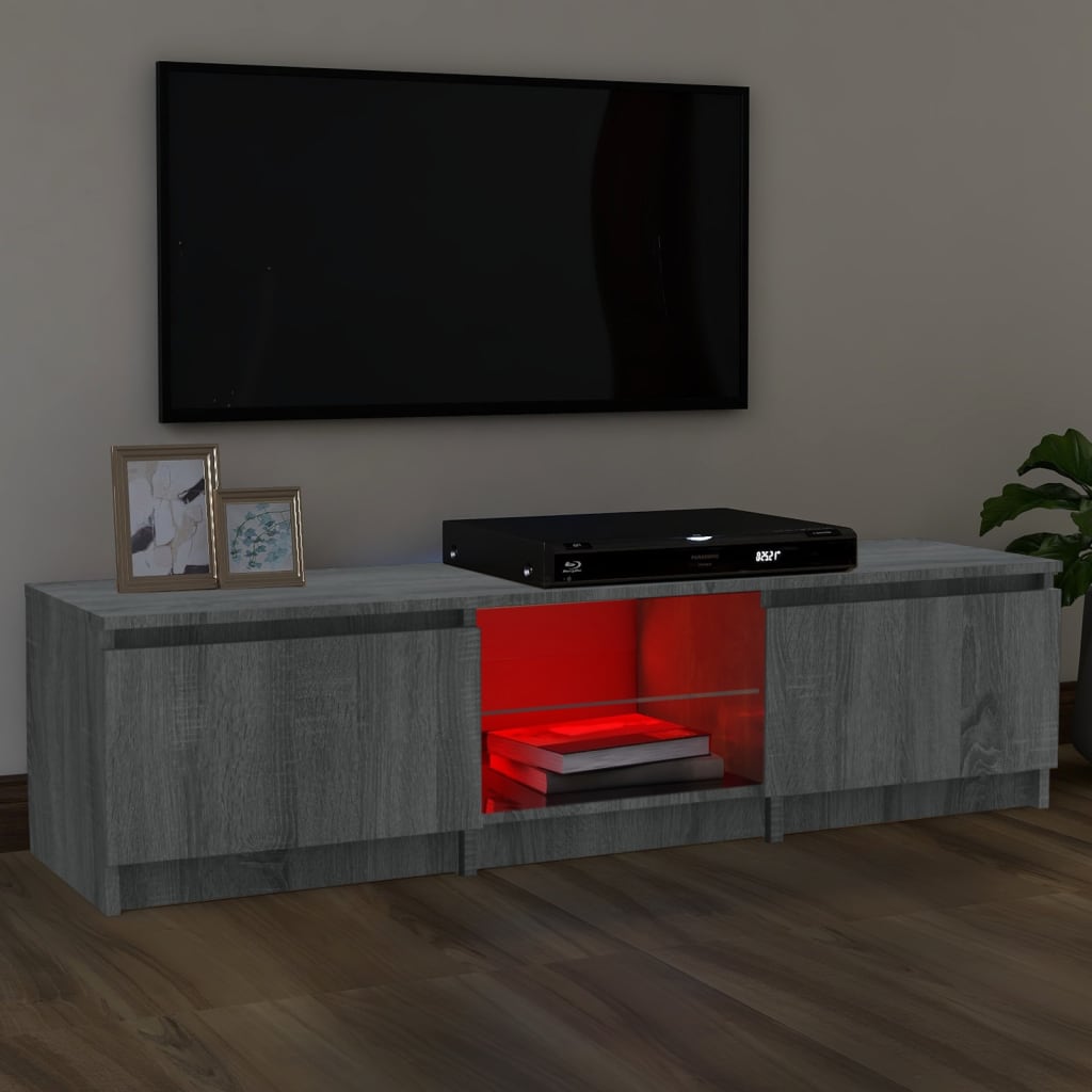 TV cabinet with Sonoma Gray LED lights 140x40x35.5 cm