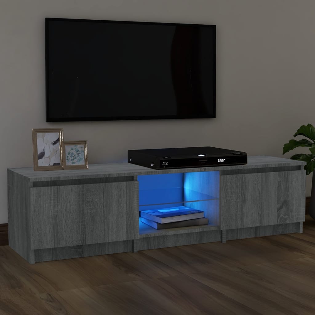 Vetonek Mueble para TV con luces LED gris Sonoma 140x40x35,5 cm