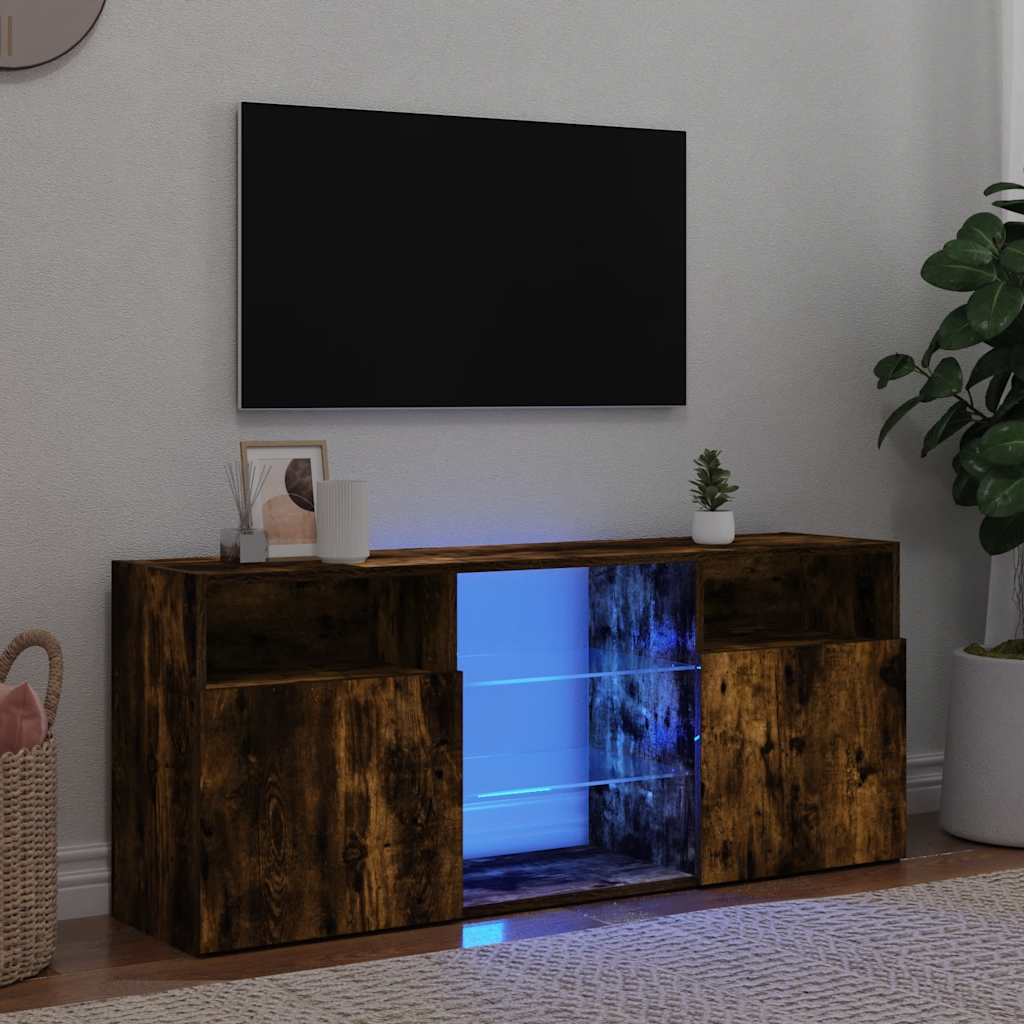 Vetonek Mueble de TV con luces LED roble ahumado 120x30x50 cm