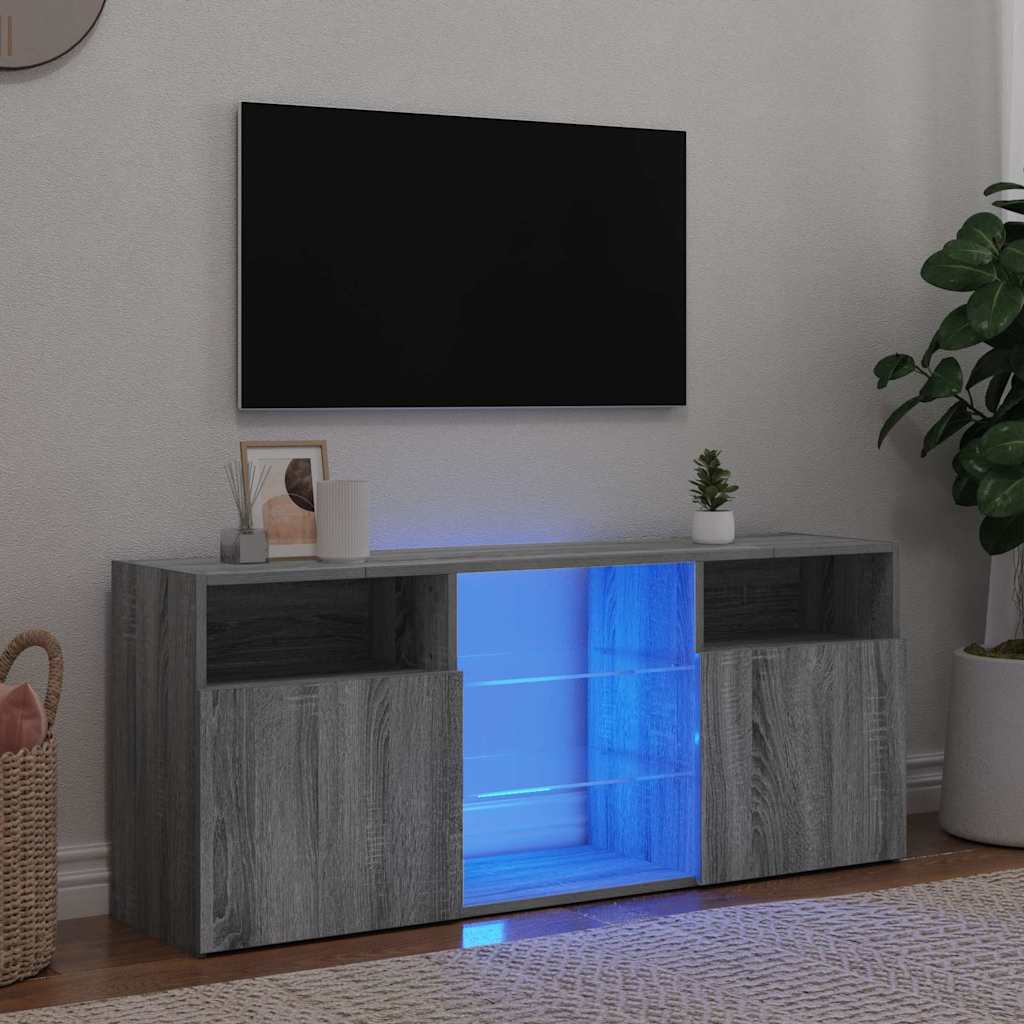 Vetonek Mueble de TV con luces LED gris Sonoma 120x30x50 cm