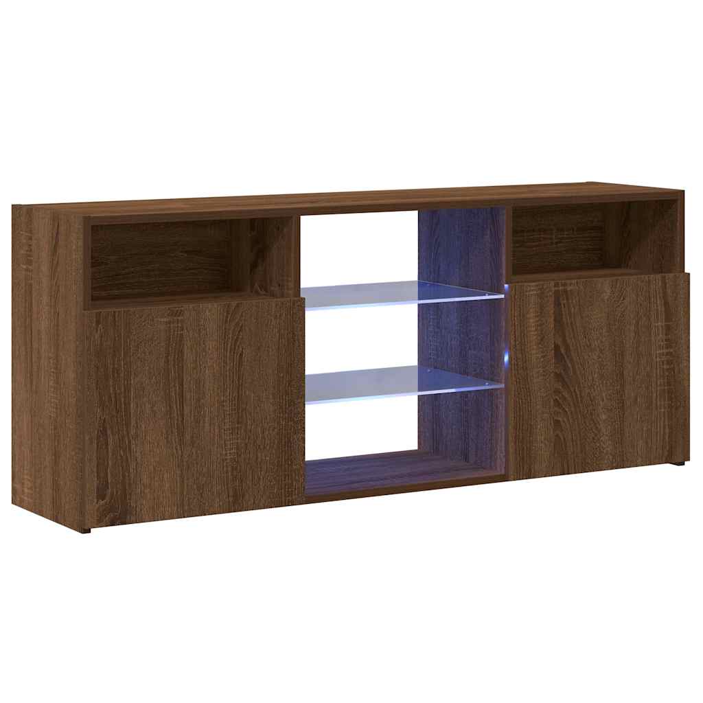 Mueble de TV con luces LED marrón roble 120x30x50 cm vidaXL