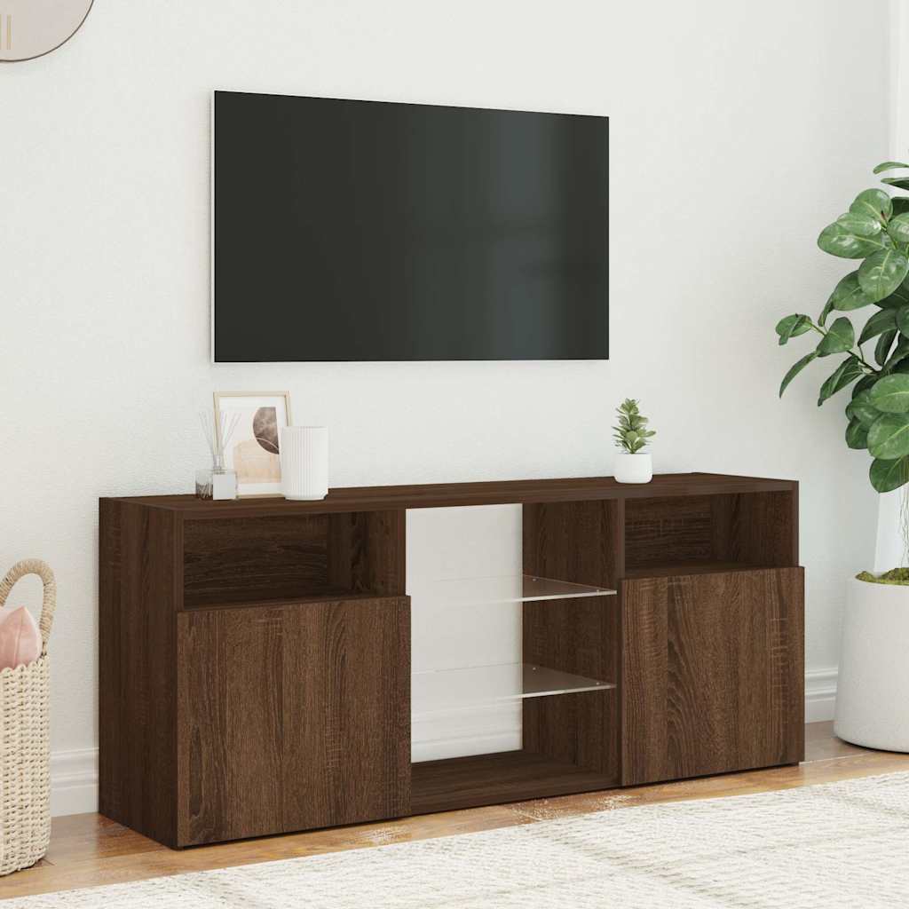 Mueble de TV con luces LED marrón roble 120x30x50 cm vidaXL