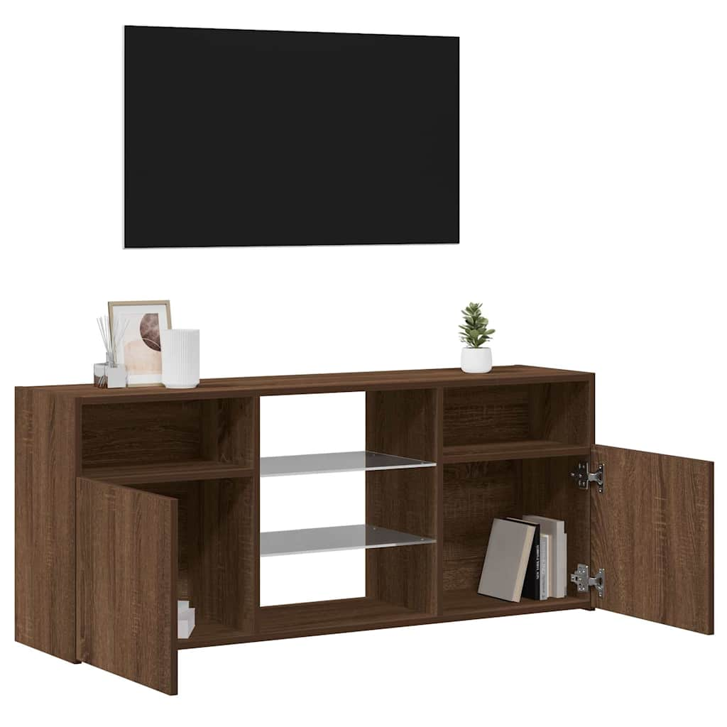 Mueble de TV con luces LED marrón roble 120x30x50 cm vidaXL