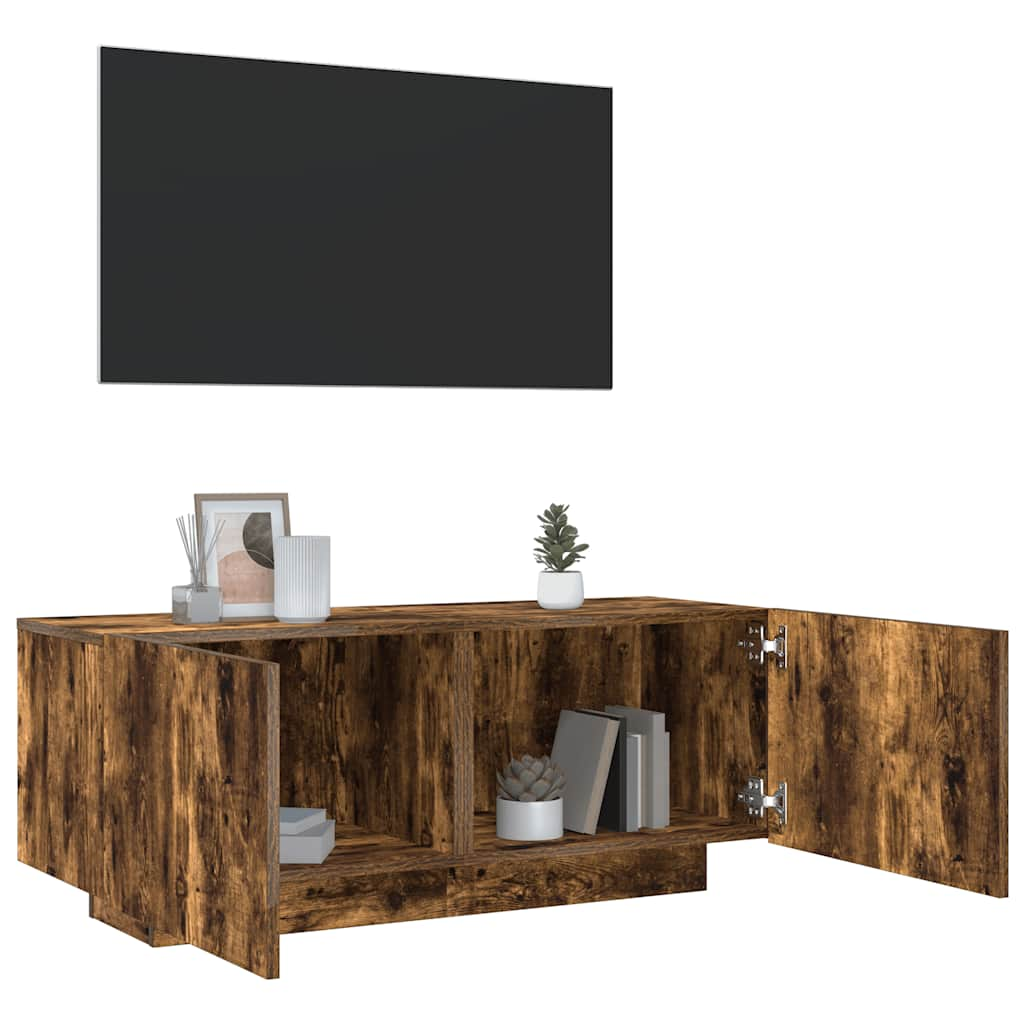 Vetonek Mueble para TV madera contrachapada roble ahumado 100x35x40 cm