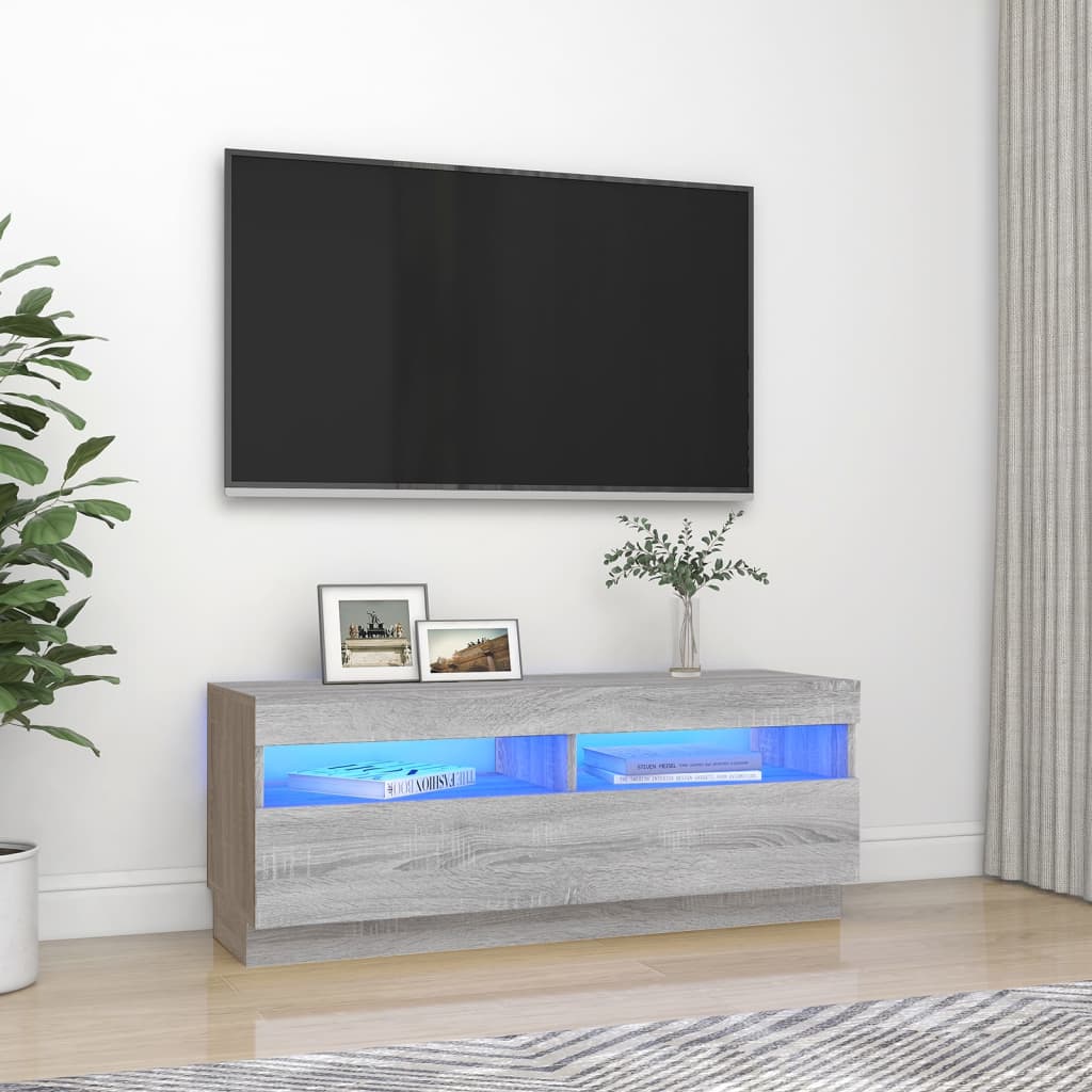 Vetonek Mueble de TV con luces LED gris Sonoma 100x35x40 cm