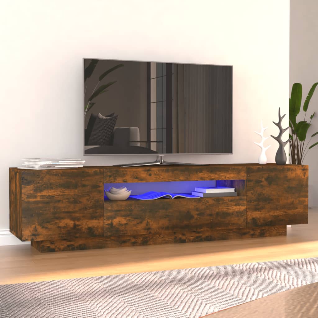 Vetonek Mueble de TV con luces LED color roble ahumado 160x35x40 cm