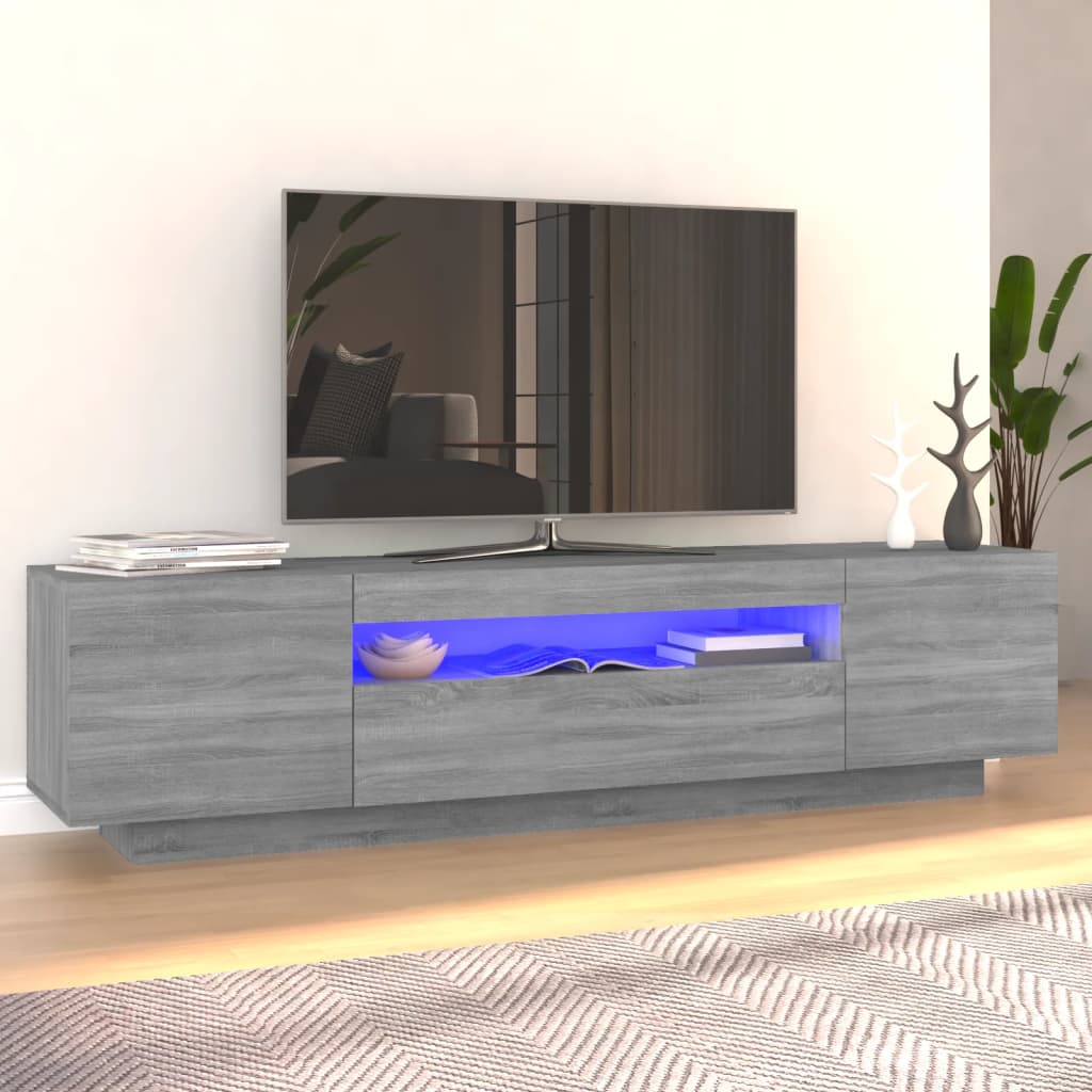 Vetonek Mueble de TV con luces LED gris Sonoma 160x35x40 cm