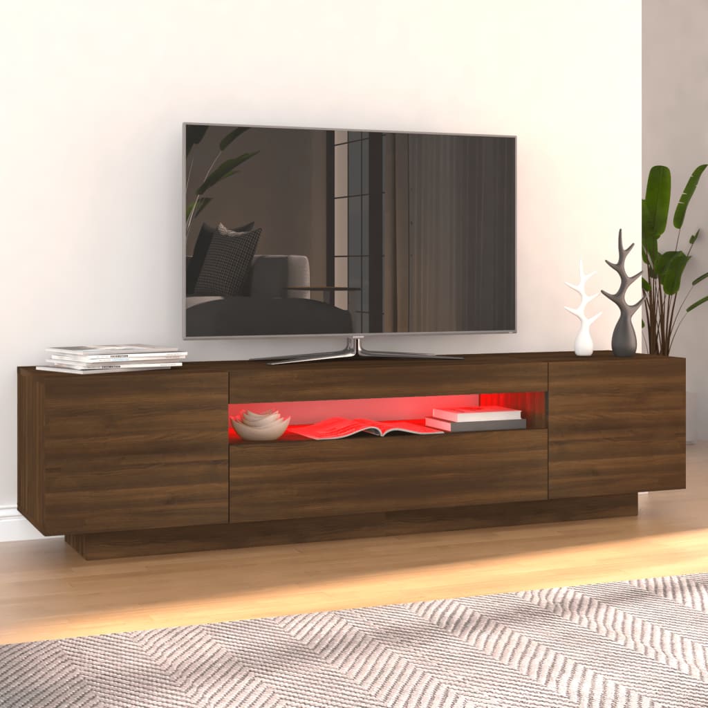 Mueble de TV con luces LED marrón roble 160x35x40 cm vidaXL